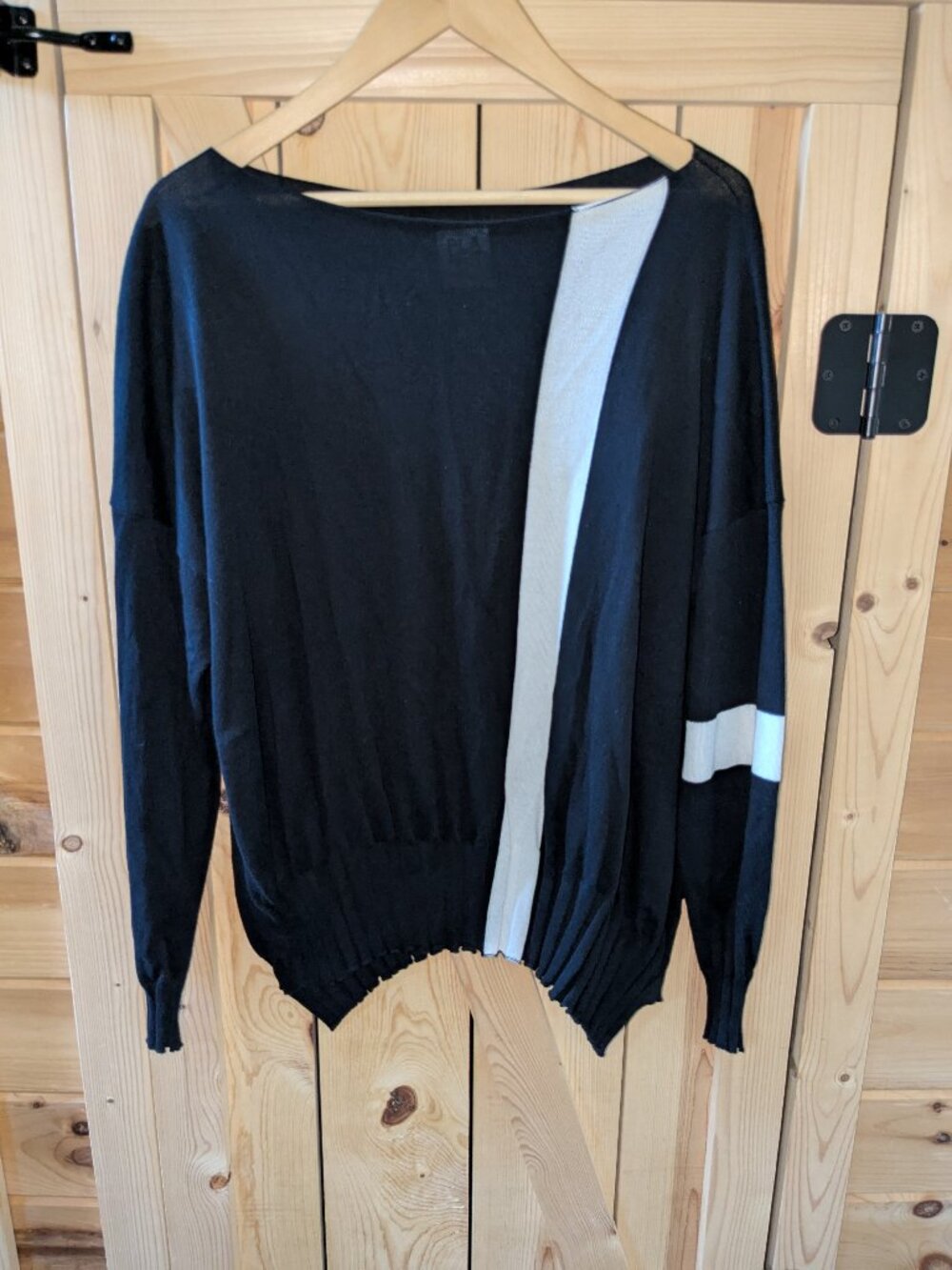 Planet Lauren G Pima Cotton Knit Top Pullover Ribbed Boatneck Stripe Sweater OS